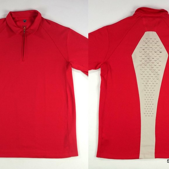Nike Fit Dry 1/4 Zip Performance Polo Size Men's XL Red Beige 49ers - Picture 1 of 9